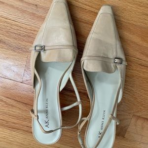 AK Anne Klein beige sling back kitten heel